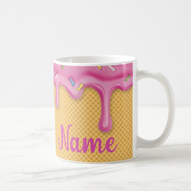Déchets Crème de glace rose Cone Mug de café, Coup (Droite)