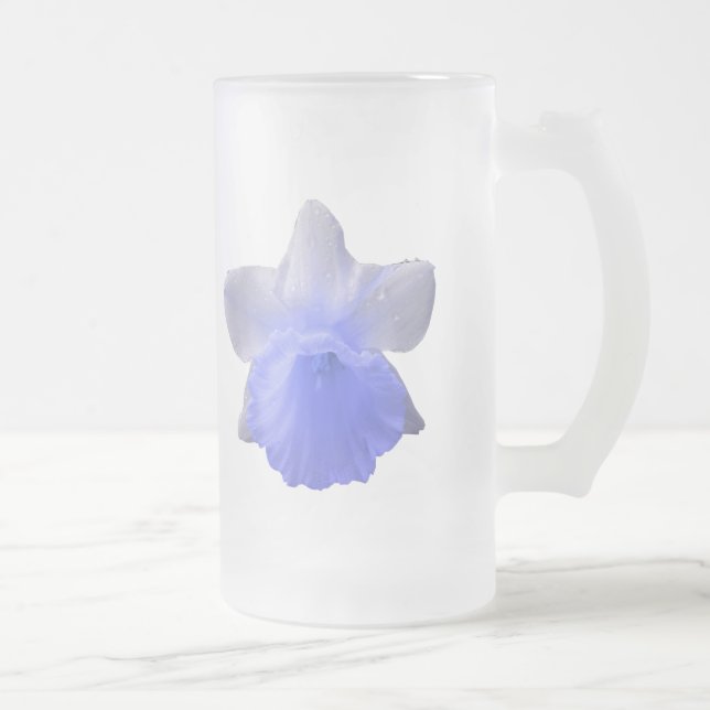 Déchets Daffodil Bleu Frosted Verre Mug (Droit)
