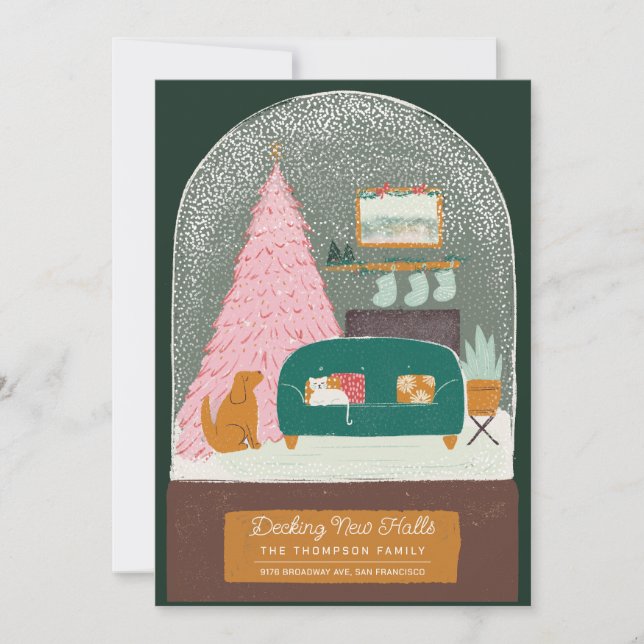 Deck New Halls Snow Globe Moving Faire-part (Devant)