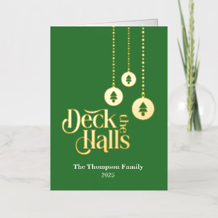 "Deck the Halls" Carte de vacances Pliage Vert