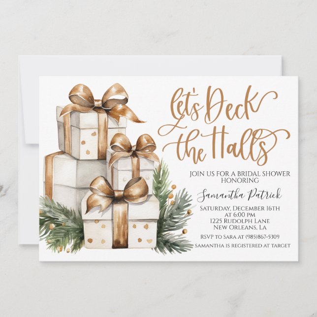 Deck the Halls Christmas Bridal Shower Invitation (Devant)
