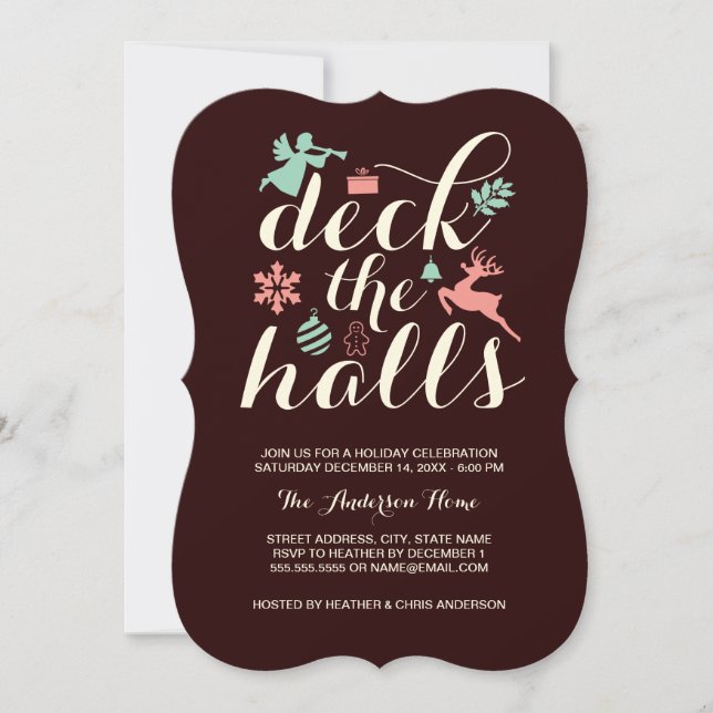 Deck The Halls Christmas Holiday Invitation (Devant)