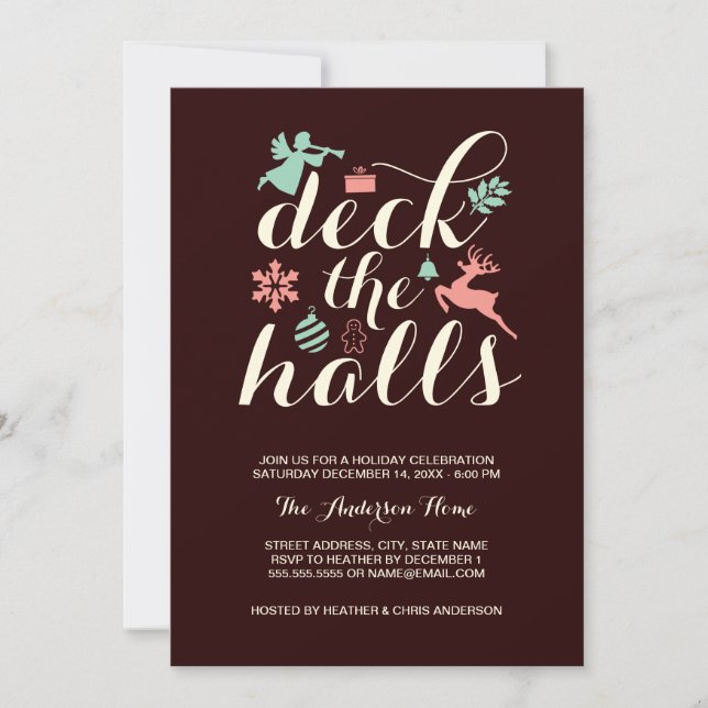 Deck The Halls Christmas Holiday Invitation (Devant)