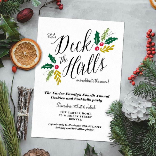 Deck the Halls Christmas Party Invitation (Deck the Halls with Christmas cheer and invite guests to celebrate the season with a holiday party)