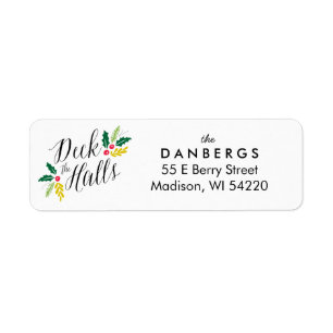 Deck the Halls Holly Berries étiquette d'adresse d