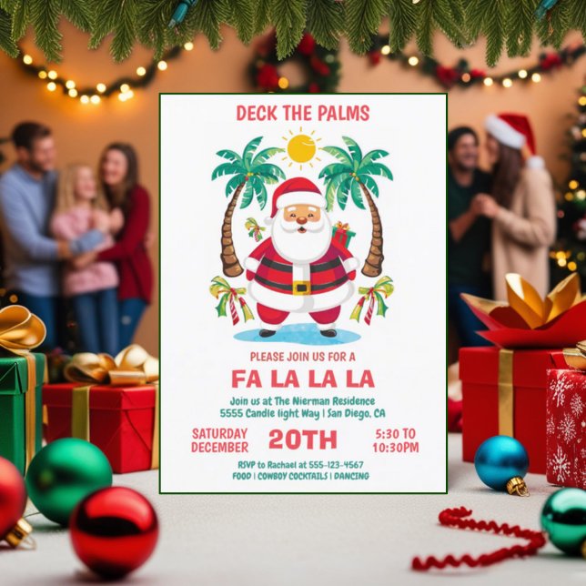 Deck the Palms Tropical Christmas Party Invitation (Créateur téléchargé)