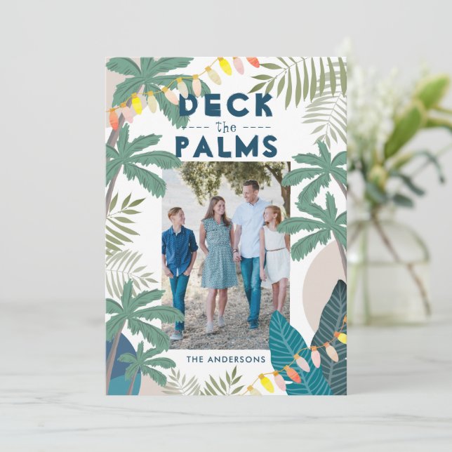 Deck the Palms Tropical Holiday Carte photo (Debout devant)