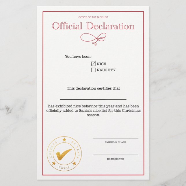 Déclaration de Nice de père Noël vide (Devant)