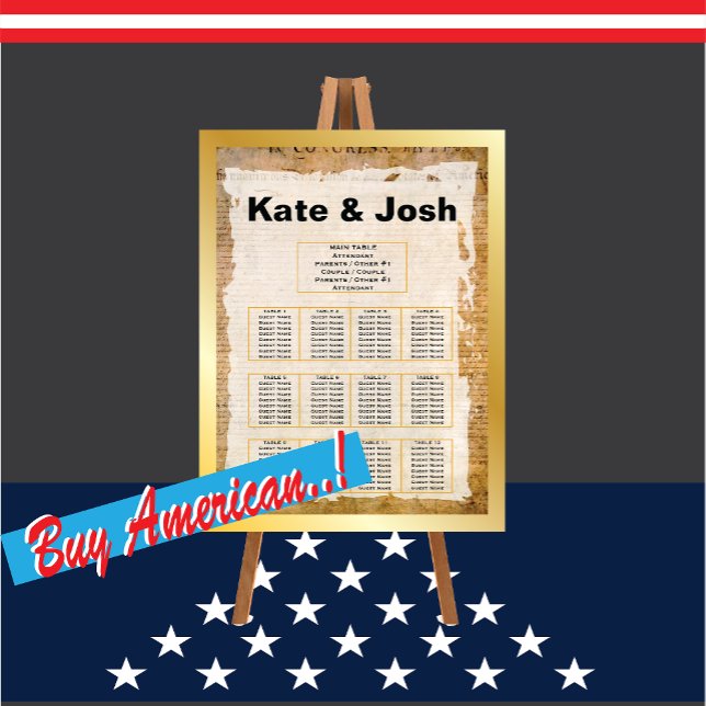 Déclaration d'indépendance 📜 1776 Tableau des siè (Celebrate America's legacy with this iconic historical Wedding seating chart .)