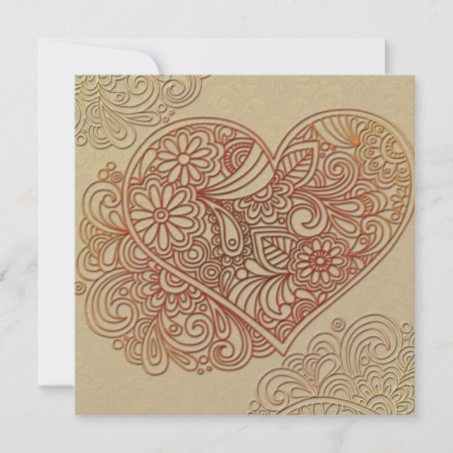 Déco Art Cream Heart Faire-part de mariage (Devant)