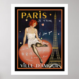 Déco colorée Poster de voyage Paris 16 x 20