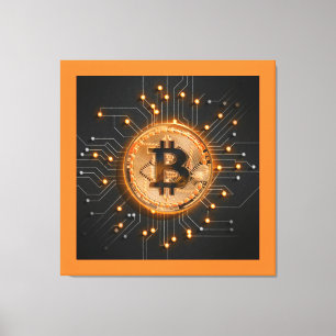 déco de bureau moderne crypto BITCOIN LOGO orange
