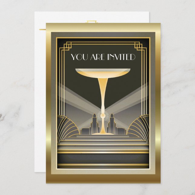 Déco Gala Contemporain Evénement 2 Invitation (Devant / Derrière)