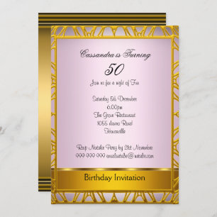Déco Gold 50e anniversaire Invitation rose