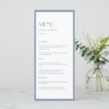 Déco moderne Dusty Blue Mariage plat menu