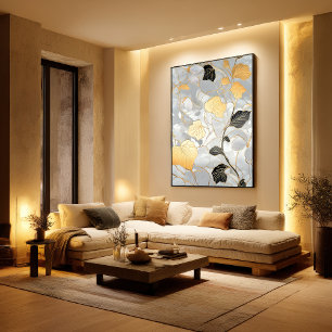 Déco Motif Gold & Black Leaf