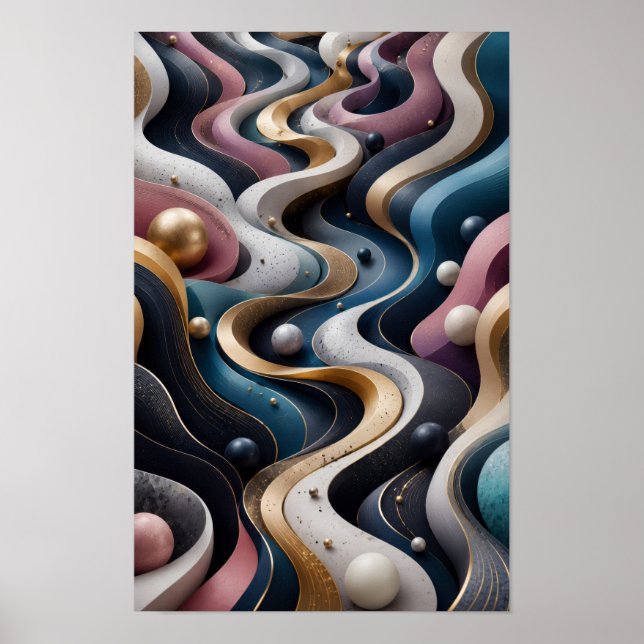 Déco murale abstraite 3D Flux infini  (Devant)