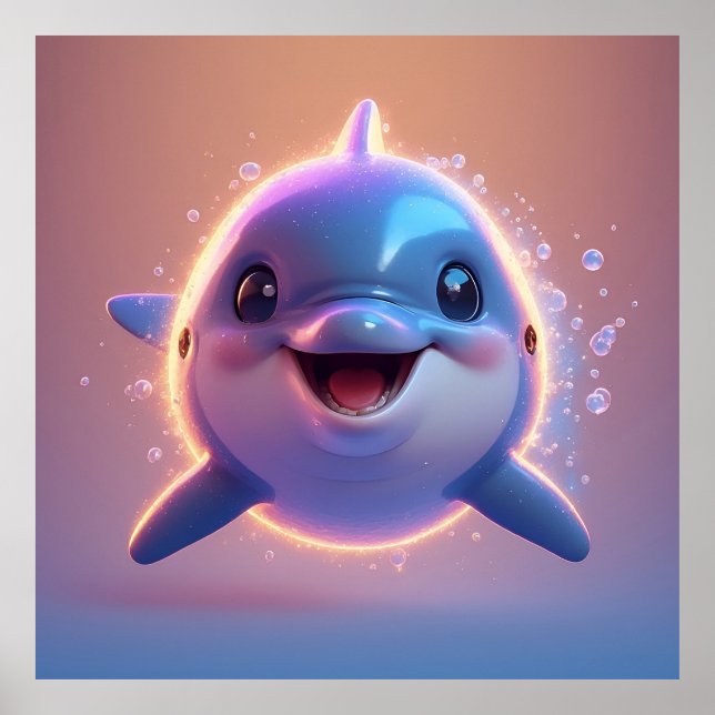 🐬 Déco murale dauphin cartoon mignon pour chambre (Devant)