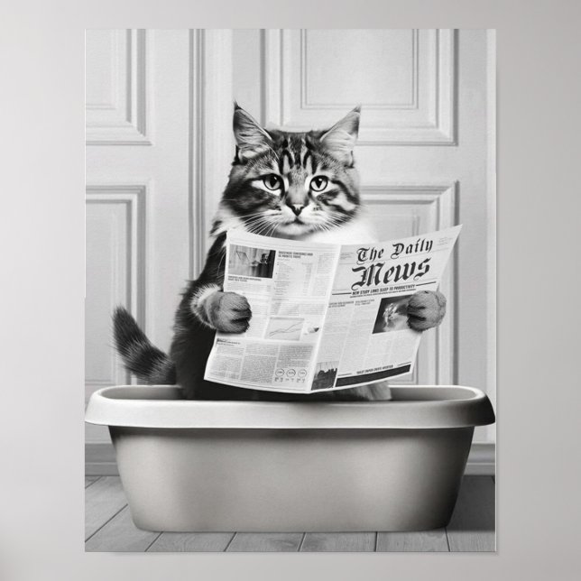 Déco murale de chat mignon, salle de bain petite e (Devant)
