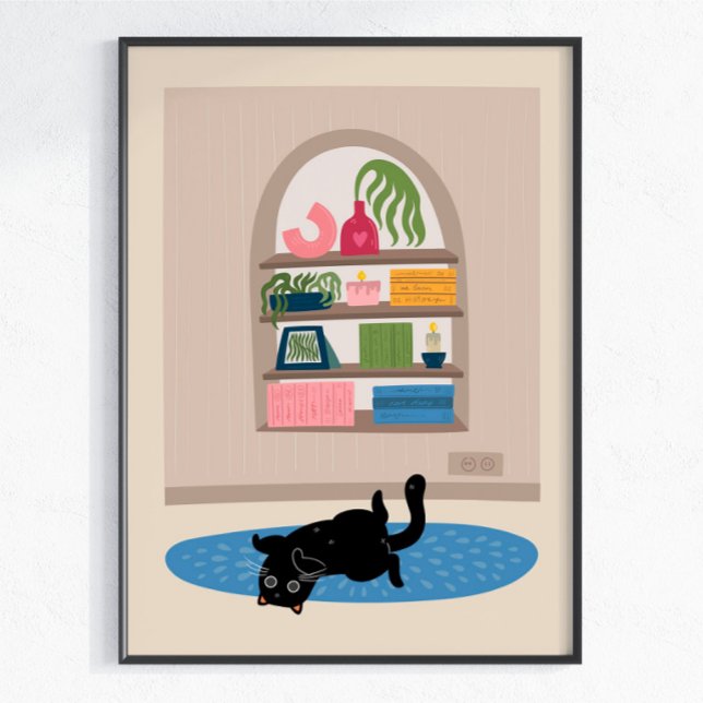 Déco murale de maison confortable chat noir Mignon (Créateur téléchargé)