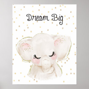 Déco murale de nursery éléphant rêve grand