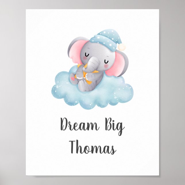 Déco murale de nursery pour bébé garçon éléphant b (Devant)