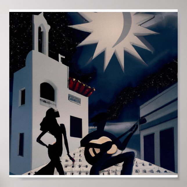 Déco numérique vintage bleu et blanc (Devant)