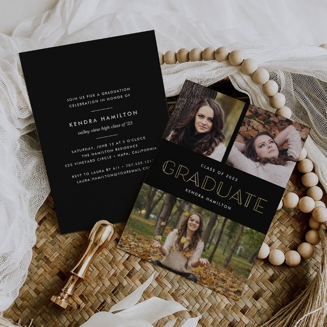 Déco or Faux | Photo Graduation Party Invitation (Créateur téléchargé)
