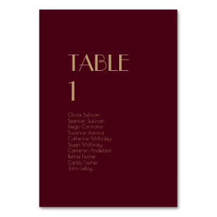 Déco type or Bourgogne Numéro de table Invités