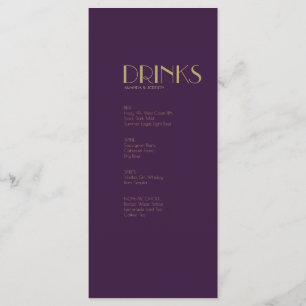 Déco type or   Menu Mariage foncé violet