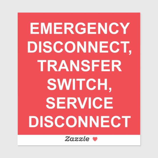 Déconnexion d'urgence, Étiquette du commutateur de (Feuille)