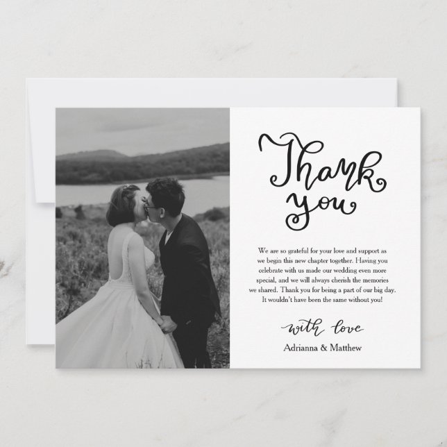 Décontracté moderne Merci Script Mariage photo (Devant)