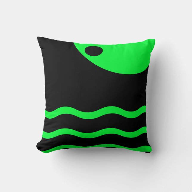 Décor à vague vert et noir Lance oreiller (Recto)