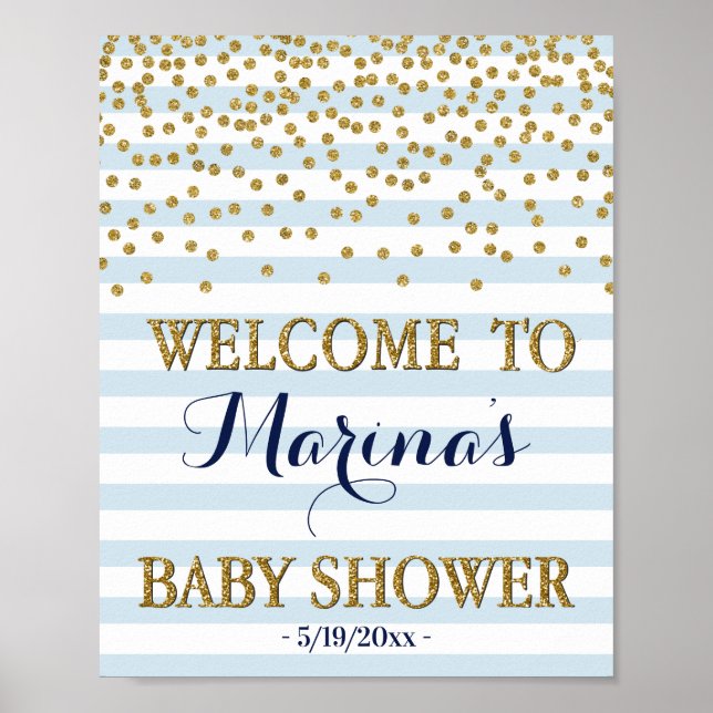 Décor Affiche de bienvenue Blue Gold Baby Boy Show (Devant)