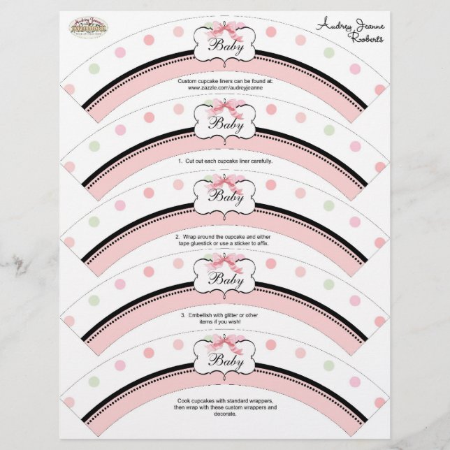 Décor baby shower Cupcake - French Bow Dot Swirl (Devant)