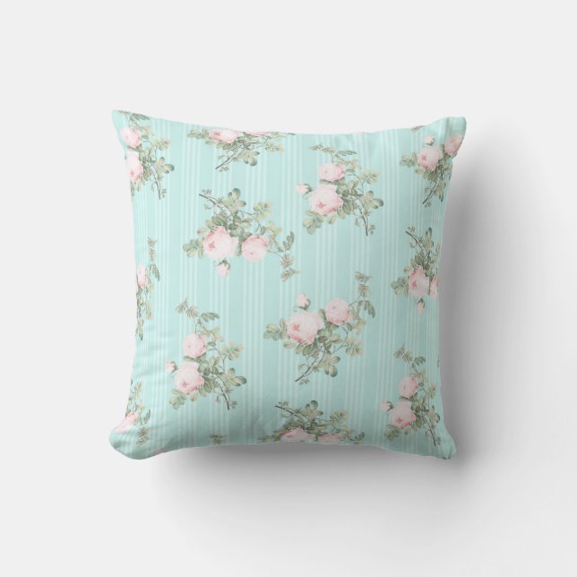 Décor chic Shabby oreiller à jets floraux menthe r (Recto)