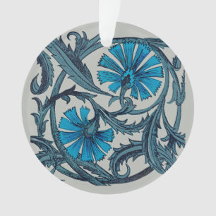 Décor de carreaux rustiques d'art floral bleu anti