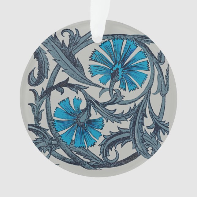 Décor de carreaux rustiques d'art floral bleu anti (devant)