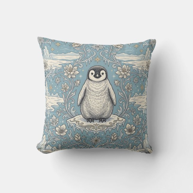 Décor de Coussin de Nurserie Pingouin Mignon (Recto)