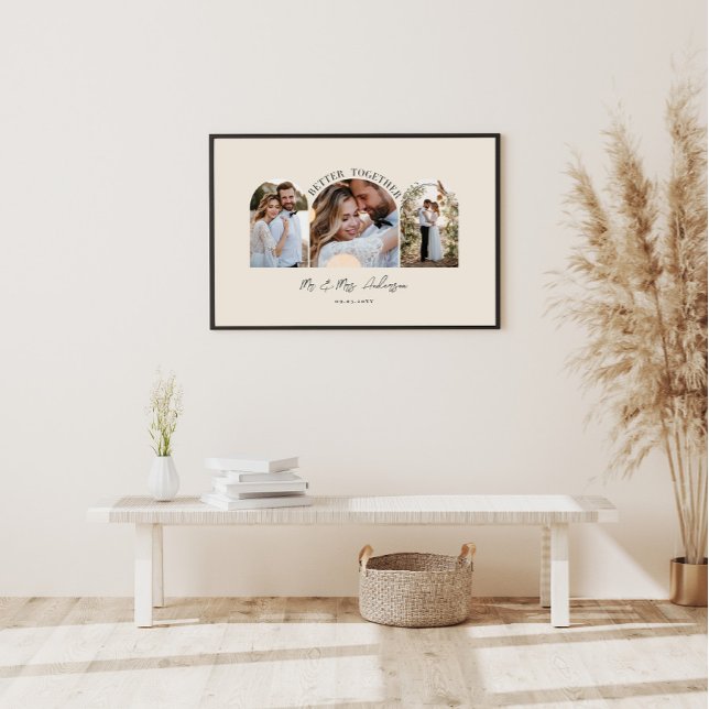 Décor de mariage multi photo en crème naturel arch (Créateur téléchargé)