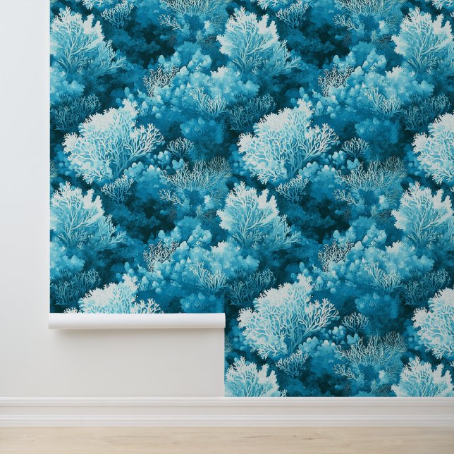 Décor de mur de motif de barrière de corail bleu (Application)