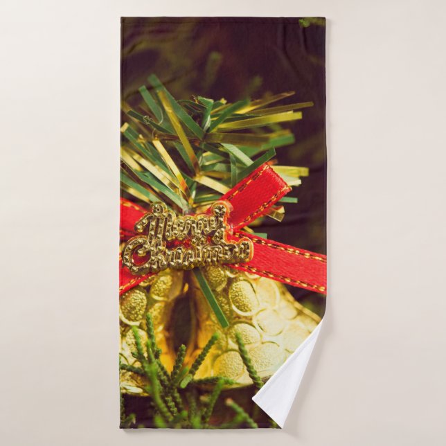 Décor de Noël avec fond d'arbre de Noël (Serviette de bain)