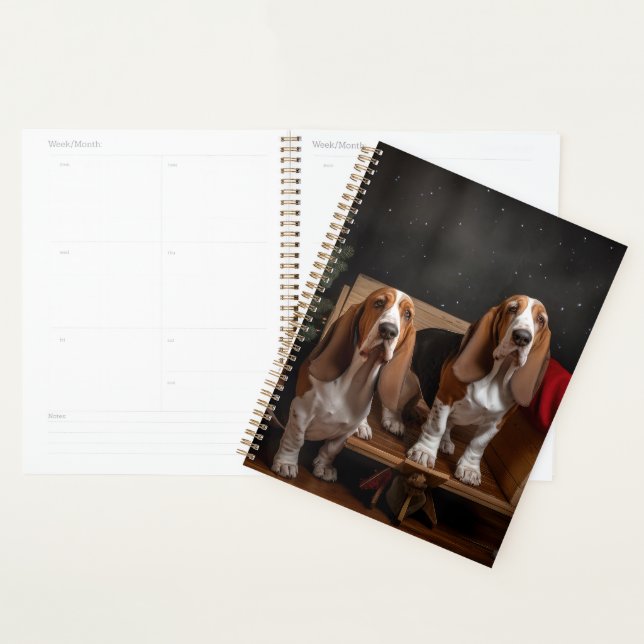 Décor de Noël Basset Hound Snowy Sleigh (Devant avec enveloppe)