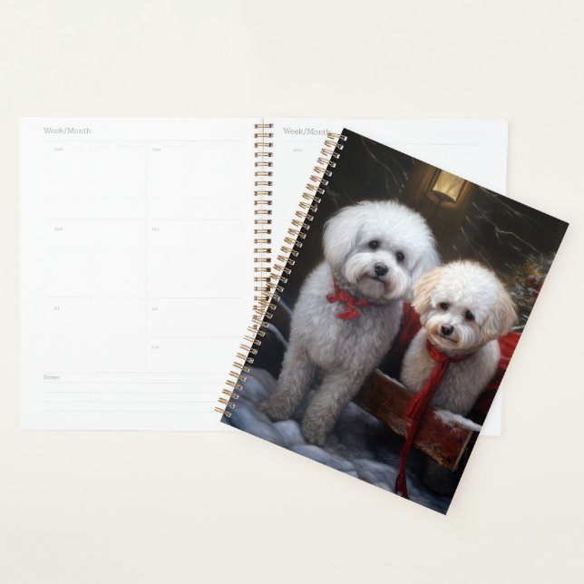 Décor de Noël Bichon Frise Snowy Sleigh (Devant avec enveloppe)