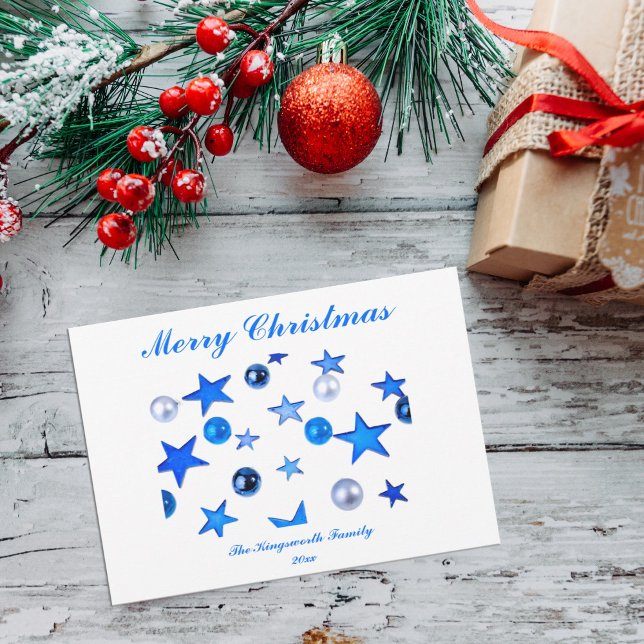 Décor de Noël bleu avec carte texte (Créateur téléchargé)