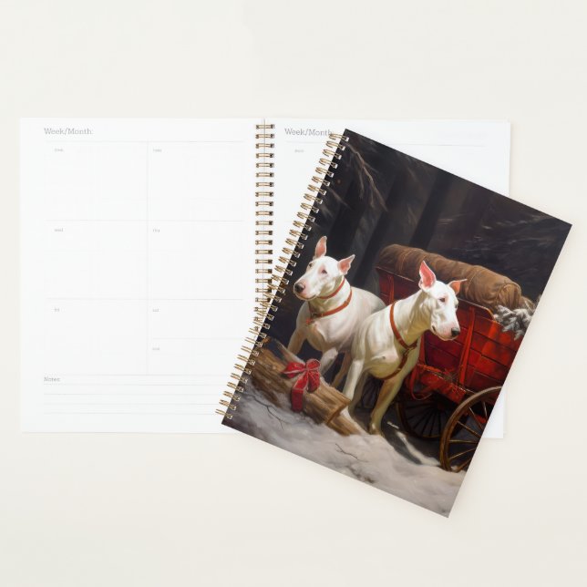 Décor de Noël Bull Terrier Snowy Sleigh (Devant avec enveloppe)