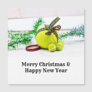 Décor de Noël de tennis avec boule et ruban