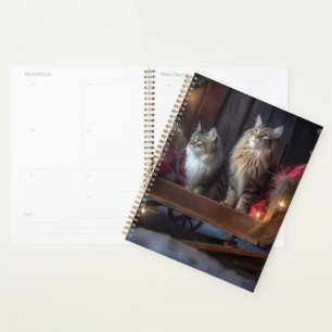 Décor de Noël du Maine Coon Snowy Sleigh