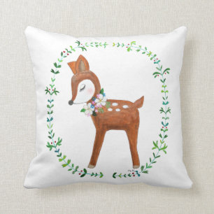 Décor de région boisée de coussin d'art de cerfs