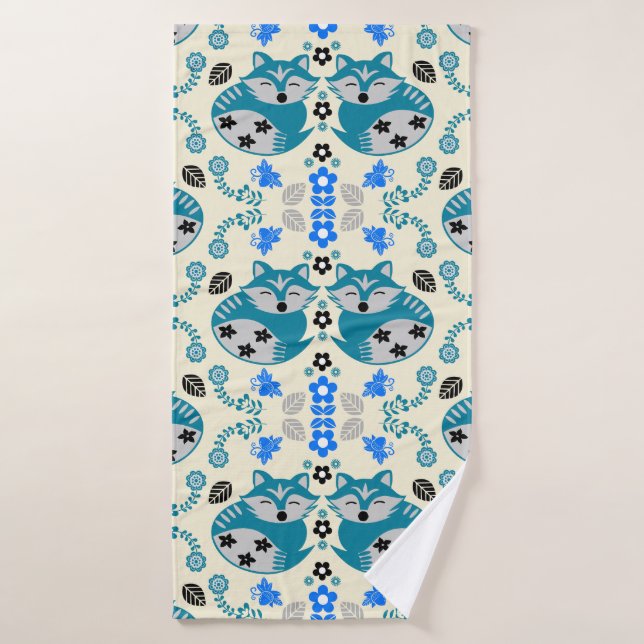Décor de renard d'art folklorique imprimé (Serviette de bain)